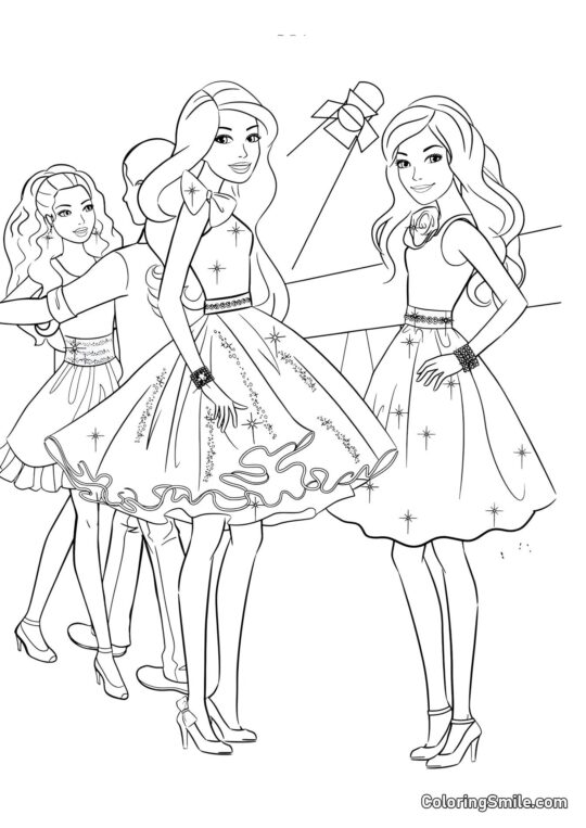 Barbie à une fête - Page de Coloriage
