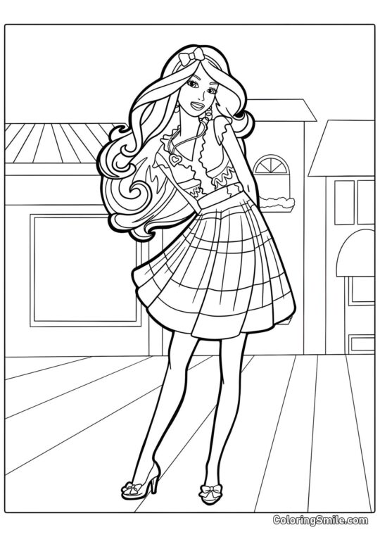Barbie en train de faire du shopping - Page de Coloriage