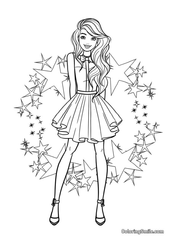 Barbie super star - Page de Coloriage