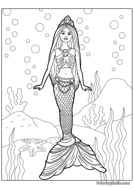 Barbie sirène sous l&rsquo;eau - Page de Coloriage