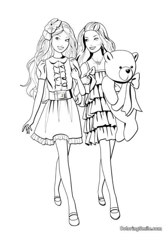 Barbie allant à une fête d&rsquo;anniversaire - Page de Coloriage