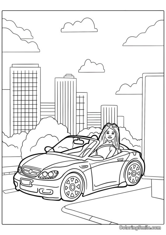 Voiture Barbie - Page de Coloriage