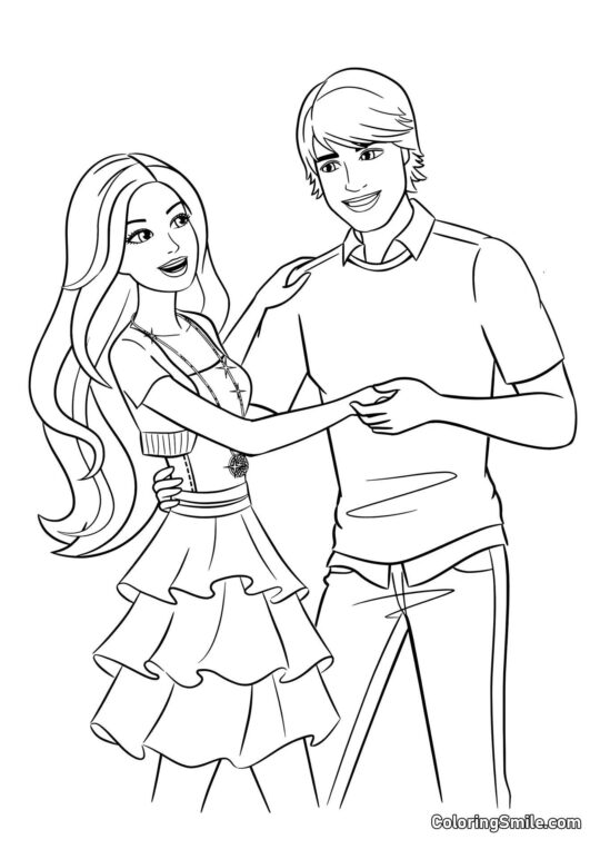 Danse de Barbie et Ken - Page de Coloriage