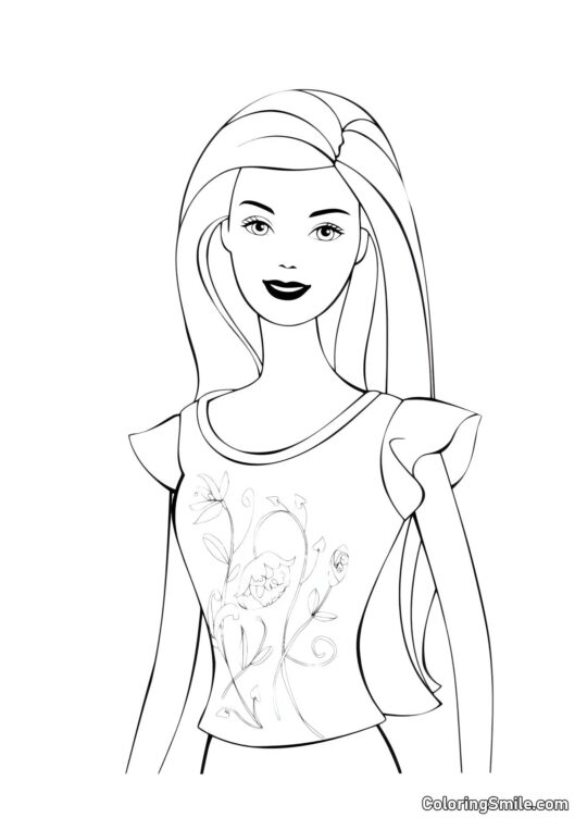 Barbie en chemise fleurie - Page de Coloriage