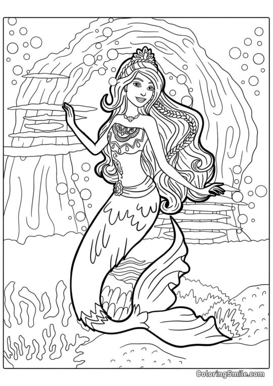 Barbie sirène dans l&rsquo;océan - Page de Coloriage