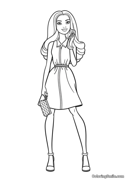 Barbie tordant une boucle - Page de Coloriage
