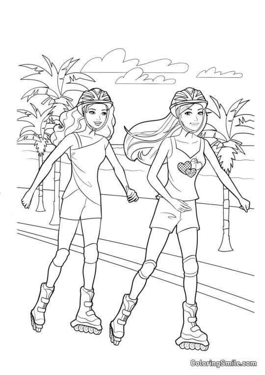 Barbie en rollers - Page de Coloriage