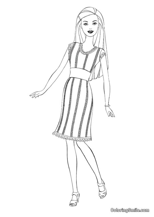 Barbie en robe stricte - Page de Coloriage