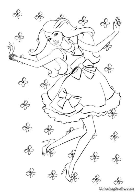 Barbie et les nœuds - Page de Coloriage