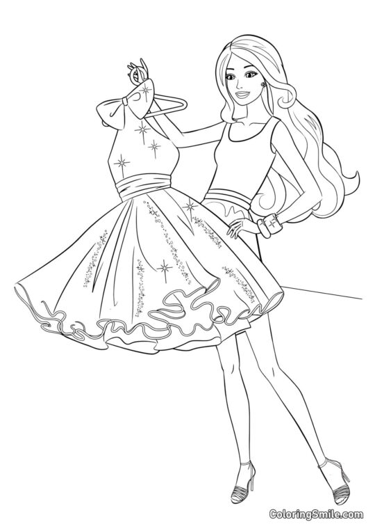 Barbie en robe courte - Page de Coloriage