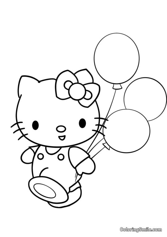 Hello Kitty et des ballons Hello Kitty et des ballons - Page de Coloriage