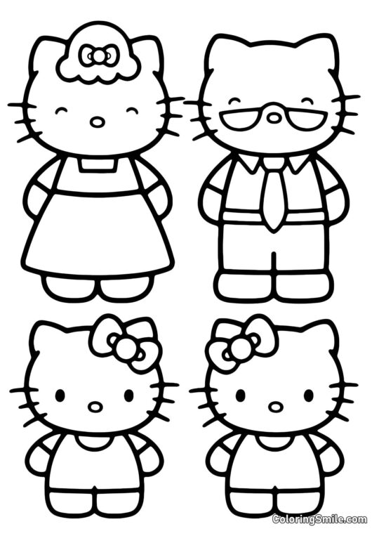 Toute la famille de Kitty Toute la famille de Kitty - Page de Coloriage