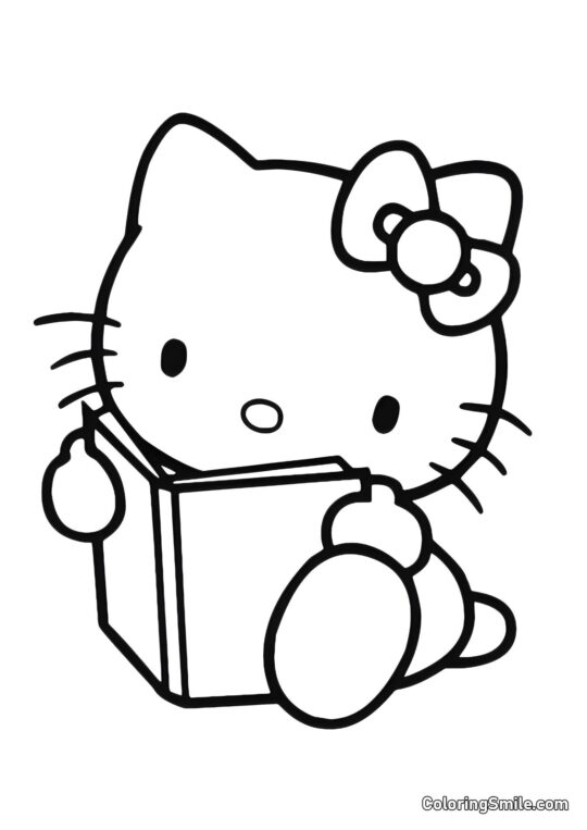 Kitty lisant un livre Kitty lisant un livre - Page de Coloriage
