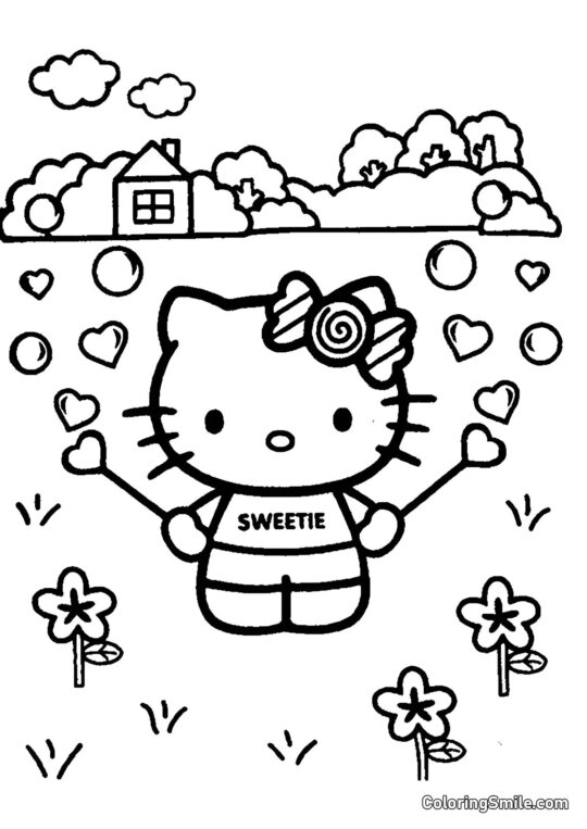 Kitty dans la nature Kitty dans la nature - Page de Coloriage