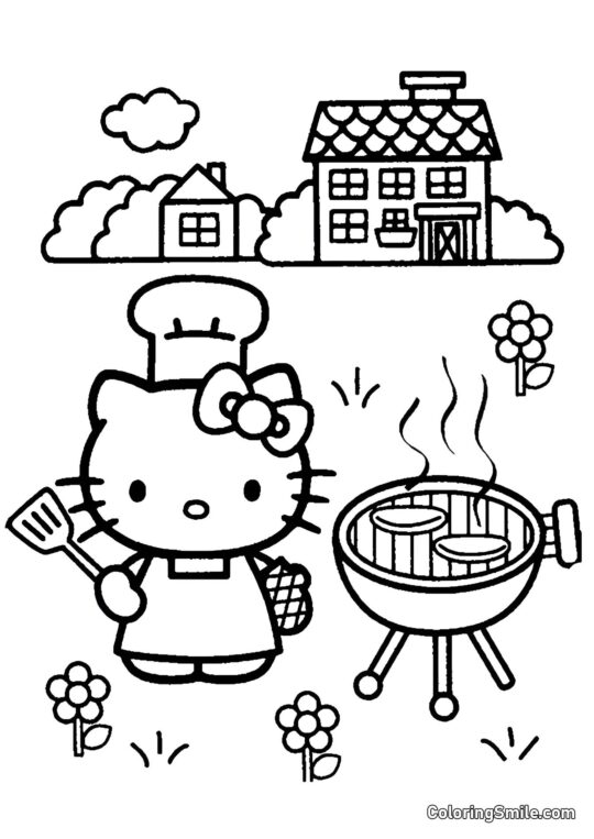 Kitty faisant des gâteaux Kitty faisant des gâteaux - Page de Coloriage
