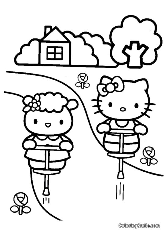 Kitty s’amusant à la campagne Kitty s’amusant à la campagne - Page de Coloriage
