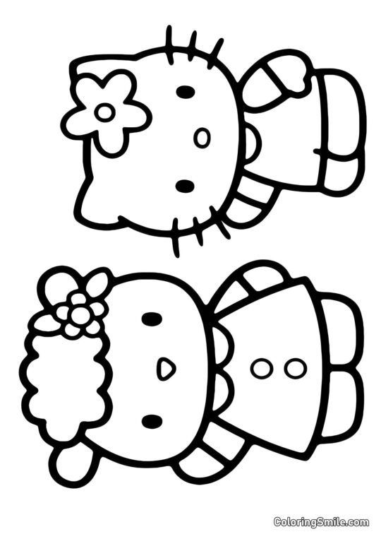 Kitty avec Maman Kitty avec Maman - Page de Coloriage