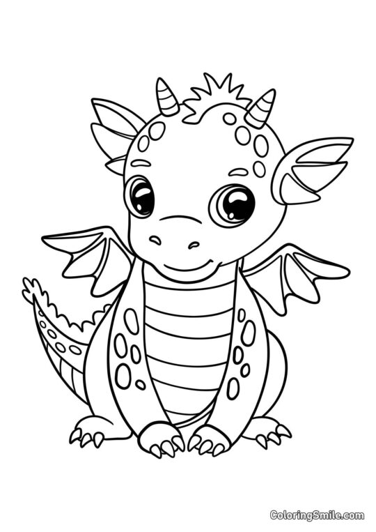 Mignon petit dragon - Page de Coloriage
