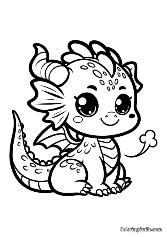 Joli petit dragon - Page de Coloriage