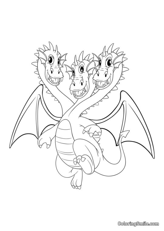Dragon à trois têtes - Page de Coloriage