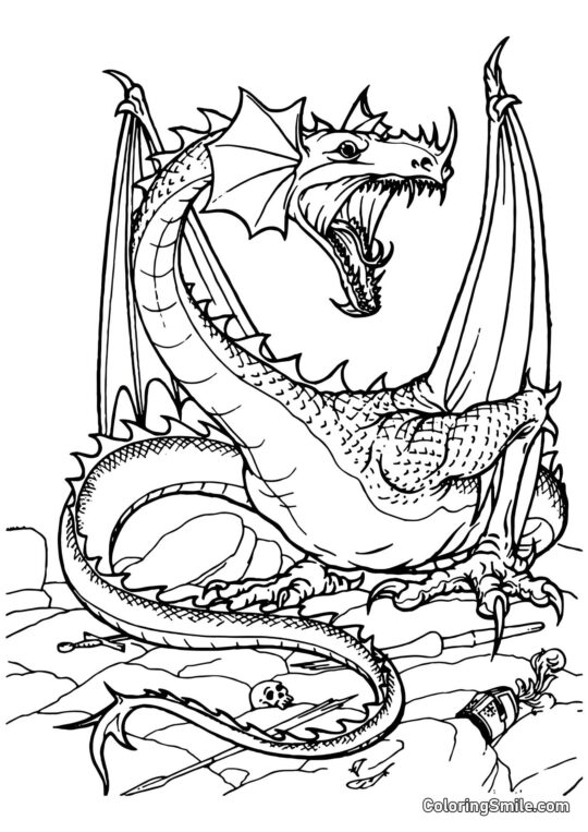 Dragon ayant vaincu le chevalier - Page de Coloriage
