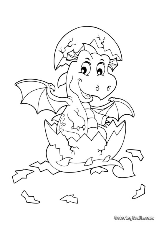 Dragon dans la coquille d&rsquo;œuf - Page de Coloriage