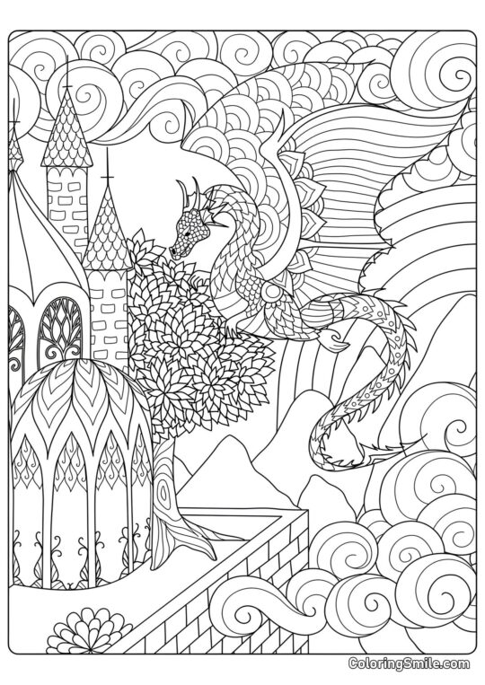 Dragon anti-stress fantastique - Page de Coloriage