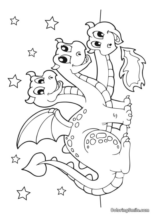 Dragon à trois têtes - Page de Coloriage