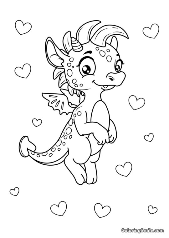 Amour de dragon - Page de Coloriage