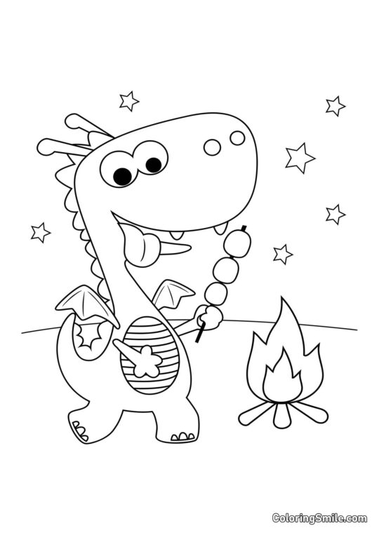 Dragon en randonnée - Page de Coloriage