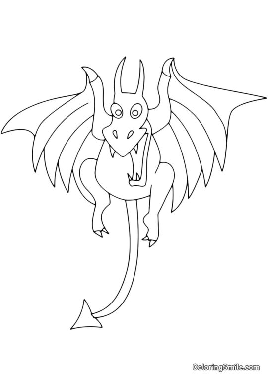 Dragon avec une queue en flèche - Page de Coloriage