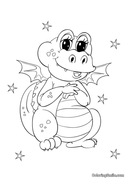 Mignon dragon - Page de Coloriage