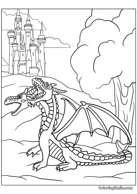 Dragon à deux têtes - Page de Coloriage