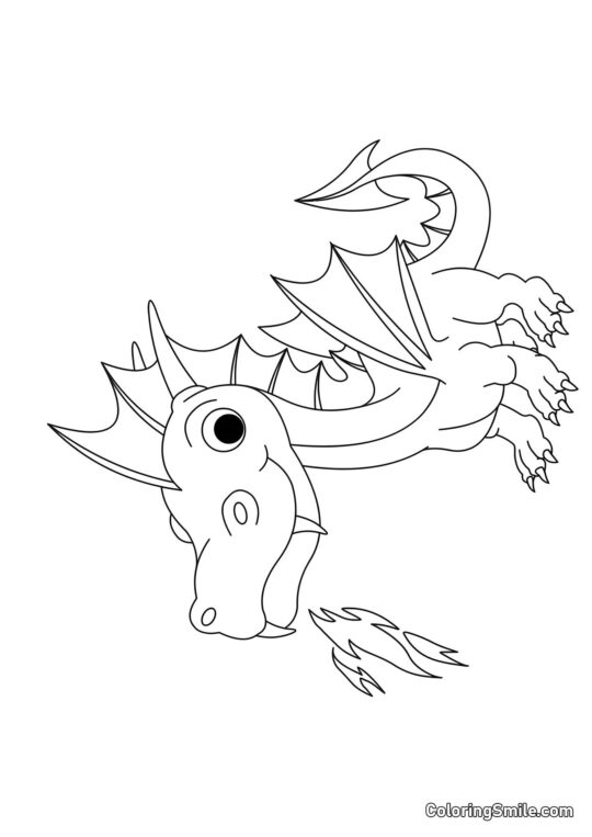 Dragon avec feu - Page de Coloriage
