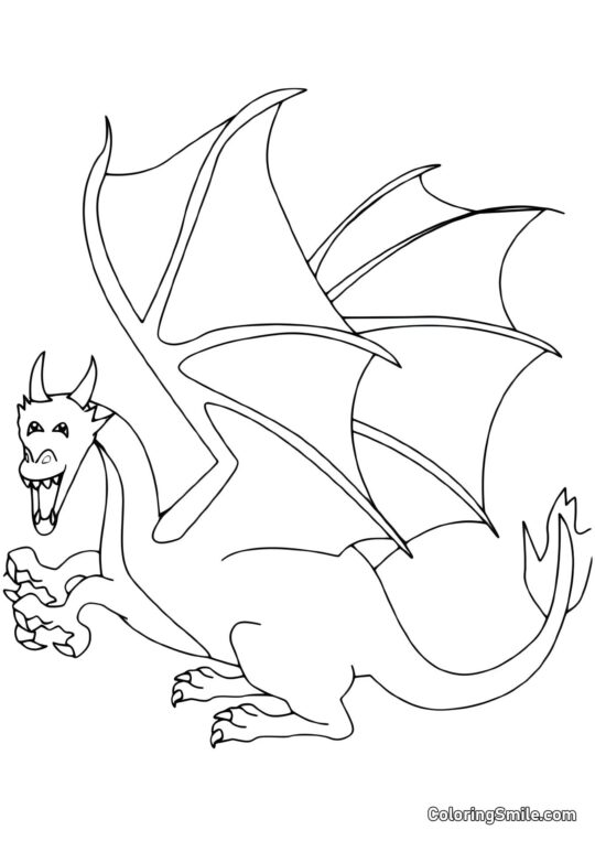 Dragon ailé - Page de Coloriage