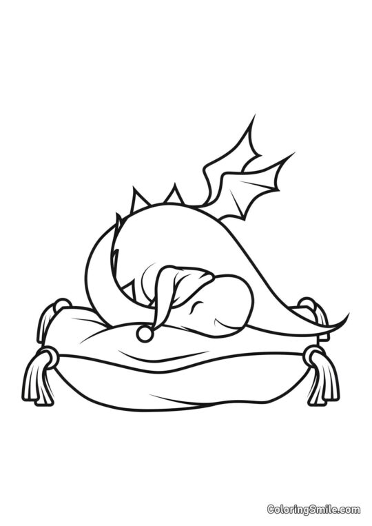 Bébé dragon endormi - Page de Coloriage