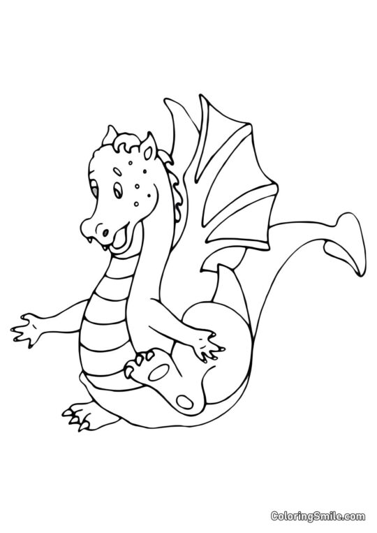 Dragon s&rsquo;écrasant au sol - Page de Coloriage