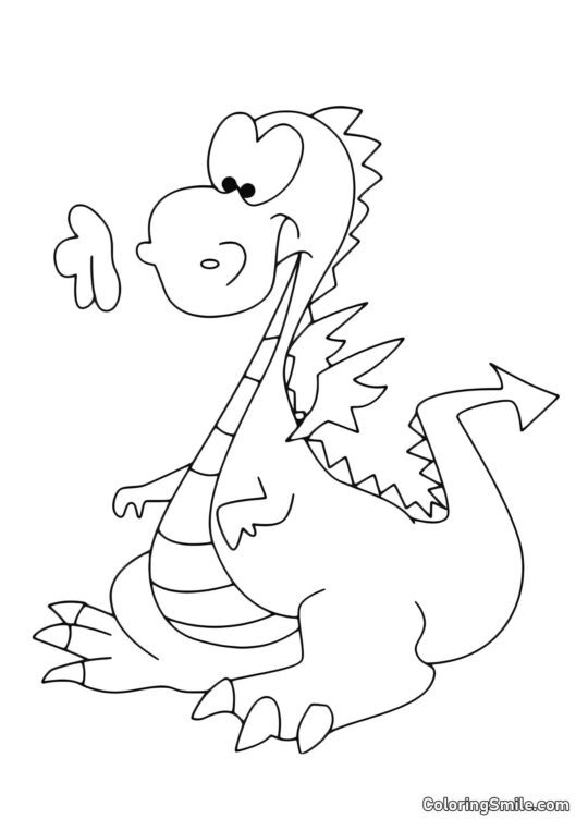 Drôle de bébé dragon - Page de Coloriage