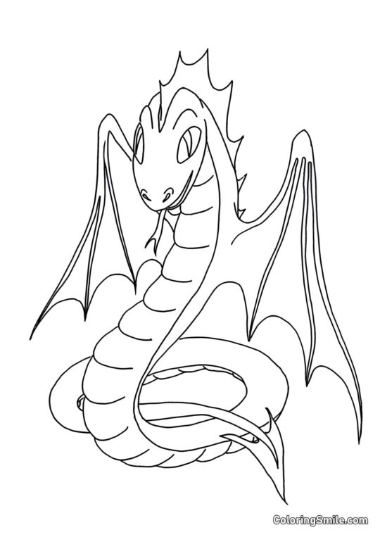 Dragon serpentiforme - Page de Coloriage