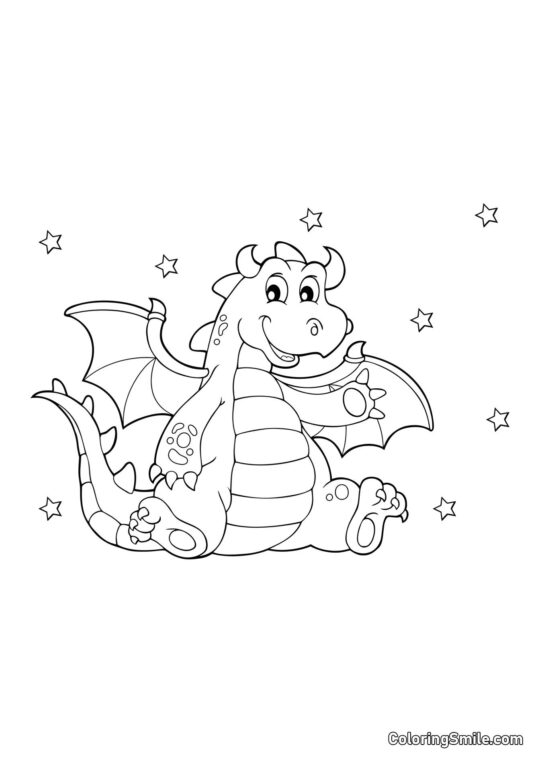 Dragon agitant une patte - Page de Coloriage