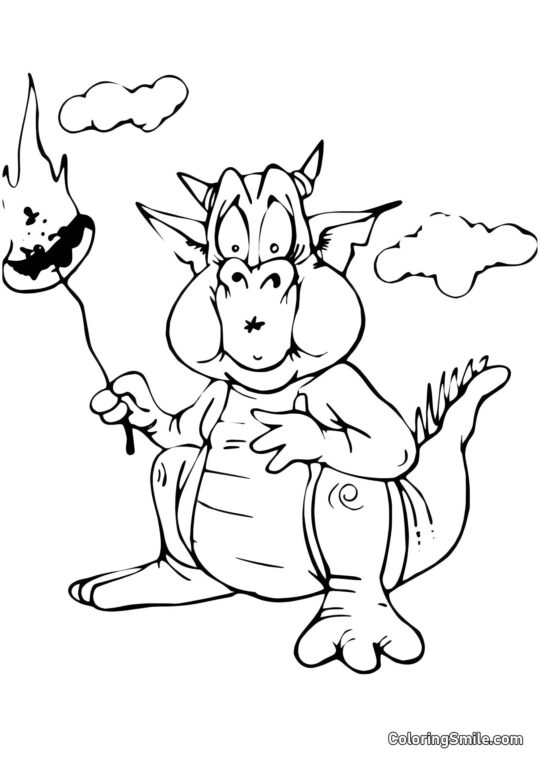 Dragon pensant à exploser - Page de Coloriage