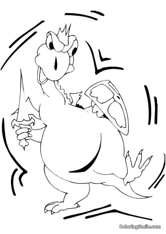 Dragon en colère avec une épée - Page de Coloriage