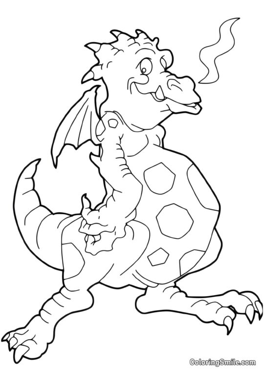 Dragon drôle - Page de Coloriage