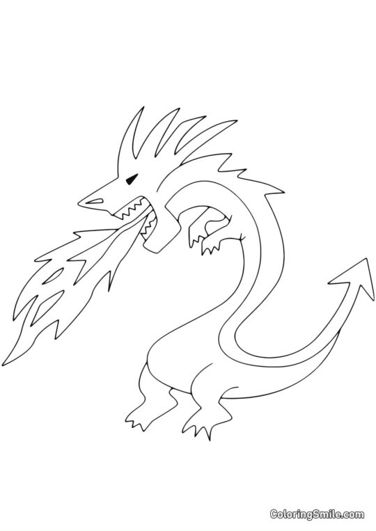 Dragon enflammé - Page de Coloriage