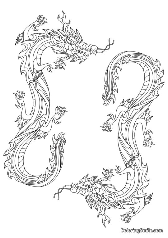 Dragons de feu - Page de Coloriage