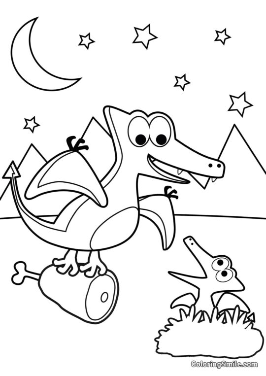 Mère et bébés dragons - Page de Coloriage