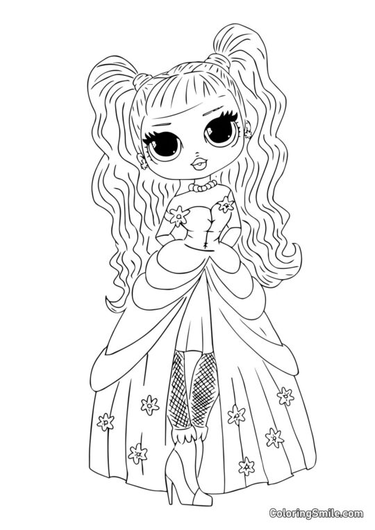 LOL OMG dans une Robe Bouffante avec Fleurs - Page de Coloriage