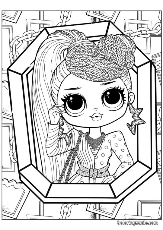 LOL OMG Miss Indépendance dans un Cadre - Page de Coloriage