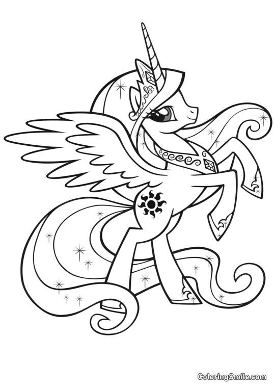 Poney Celestia - Page de Coloriage