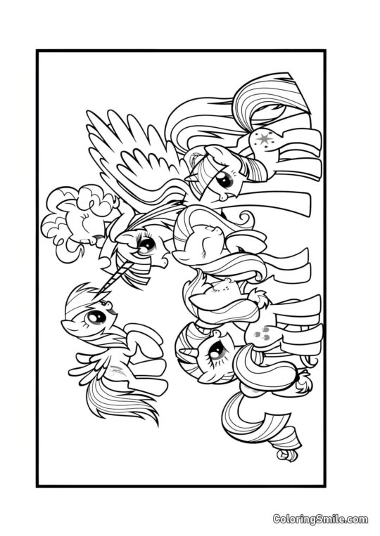 Tous les Petits Poneys - Page de Coloriage